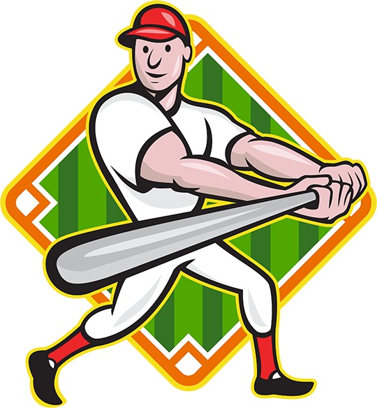 American Baseball Player Batting Shield Cartoon Card (540x584)