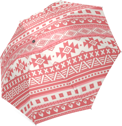 Fancy Tribal Border Pattern 08 Red Foldable Umbrella - Umbrella (500x500)
