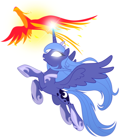 Princess Luna And Philomena By Artist Equestria Prevails - Philomena My Little Pony (431x500)