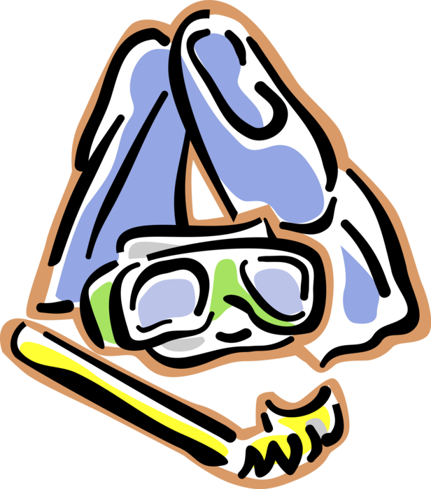Vector Illustration Of Snorkel, Diving And Snorkeling - Vector Illustration Of Snorkel, Diving And Snorkeling (616x700)