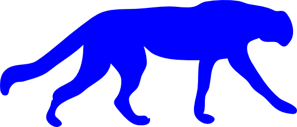Blue Cheetah Clip Art - Black Panther Animal Outline (600x257)