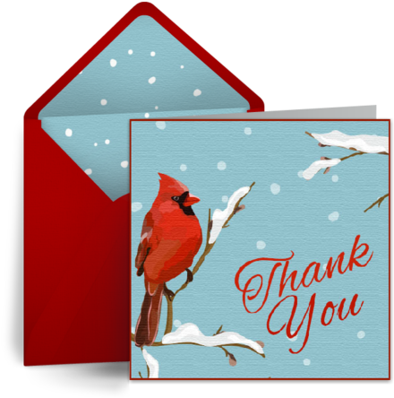 Send Free Digital Holiday And Christmas Thank You Cards - 100 Imprinted Greeting Cards - Cardinal Holiday Greeting (460x460)
