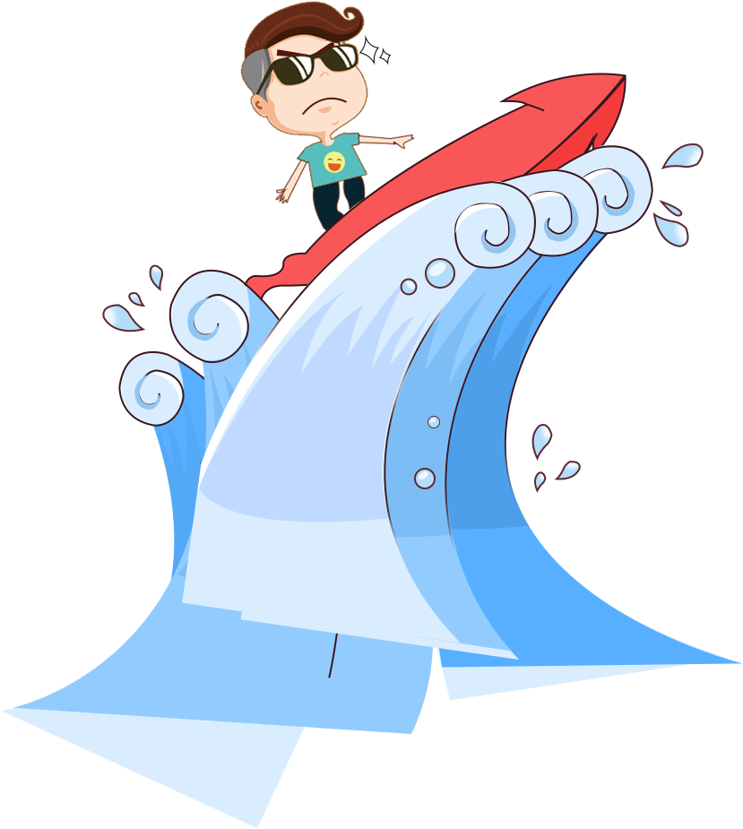 Surfing Flat Design Illustration - Surfing Character Png (1000x1000)