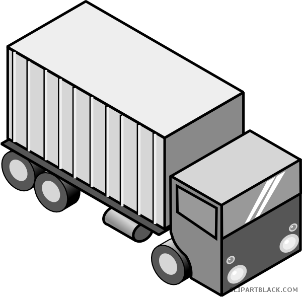 Moving Truck Transportation Free Black White Clipart - Truck Clip Art (600x590)