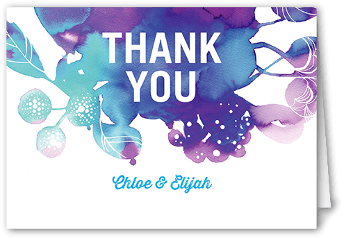Blooming Watercolor Thank You Card - Greeting Card (500x355)