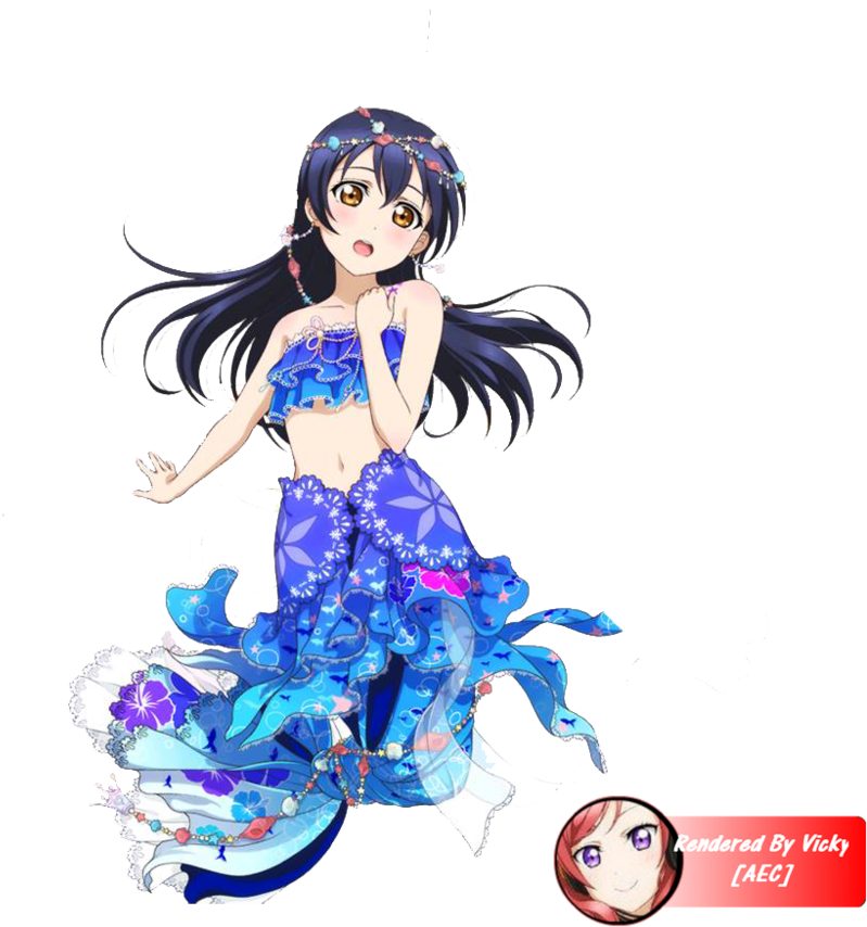 Umi Mermaid Sr Render By Vivitakido By Vivitakido-d7ox7au - Love Live Card Umi Transparent (900x900)
