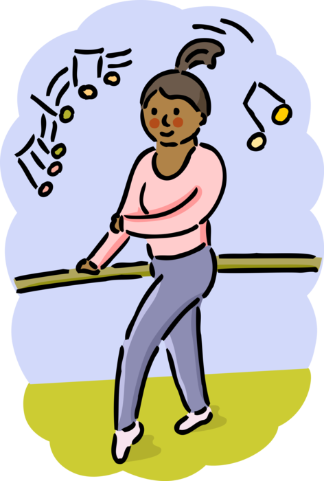 Vector Illustration Of Ballerina Dancer Practices Ballet - Vector Illustration Of Ballerina Dancer Practices Ballet (472x700)