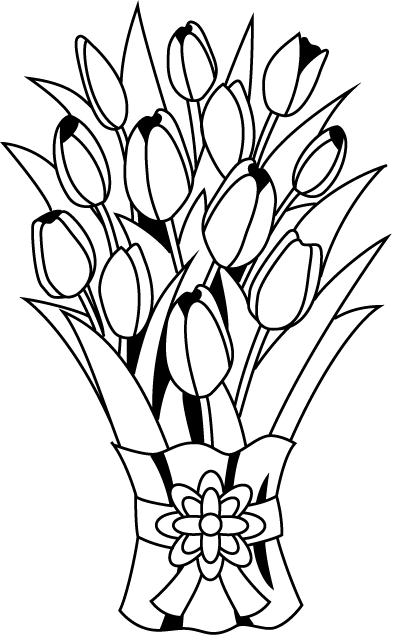 Flower Bouquet Floral Design Clip Art - Flower Bunch Clipart Black And White (394x636)