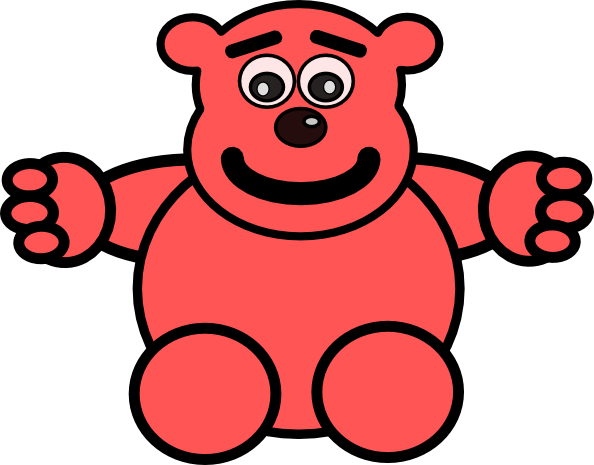 Red Bear Clipart Mess With This Bear Clip Art At Clker - Custom Red Teddy Bear Shower Curtain (594x465)