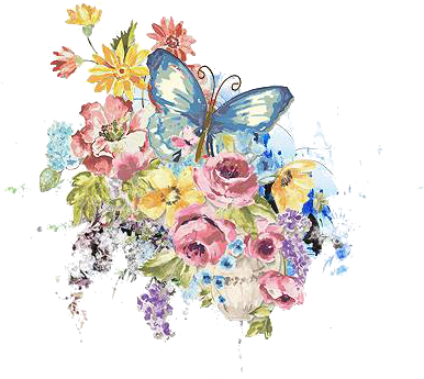 Clipart Flowers And Butterflies Png Download - Vintage Metal Wall Art Love (500x500)