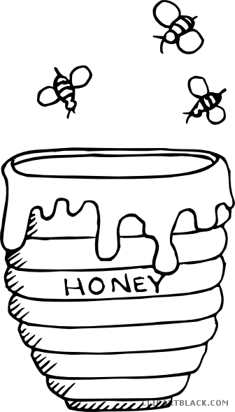 Honey Bee Animal Free Black White Clipart Images Clipartblack - Honey Pot Coloring Page (336x590)