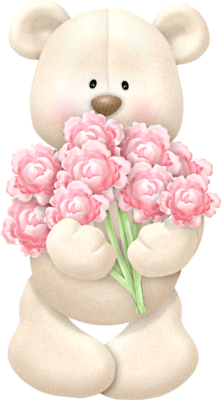 Teddy Bear Paper Clip Art - Teddy Bear With Roses Png (442x800)