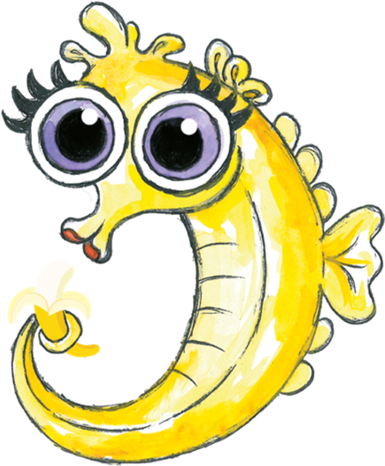 Sally The Seahorse - Cartoon (442x537)