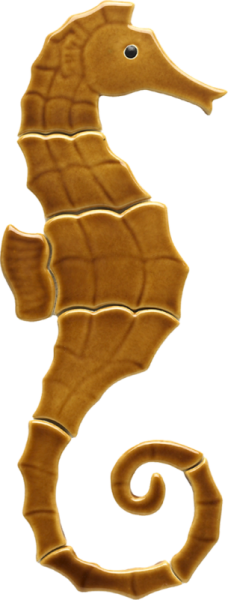 Ss17-12 12"x5" Single Seahorse Ceramic Pool Mosaic - Small Seahorse (228x600)