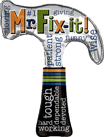 Fix-it Hammer Father's Day Balloon Anagram Instaballoons - Foil Balloons 35'' Mr Fix It Hammer Supershape (345x456)
