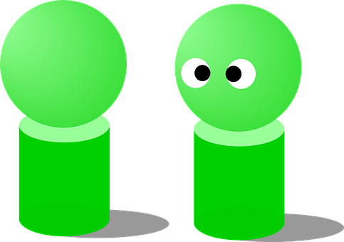 Dolls, Round, Green, Eyes, Head - Cabeça De Boneco Png (483x340)