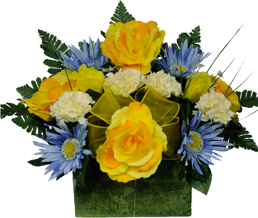 Bb/78, Daisies On Blue - Blue Daisies Yellow Roses (528x528)