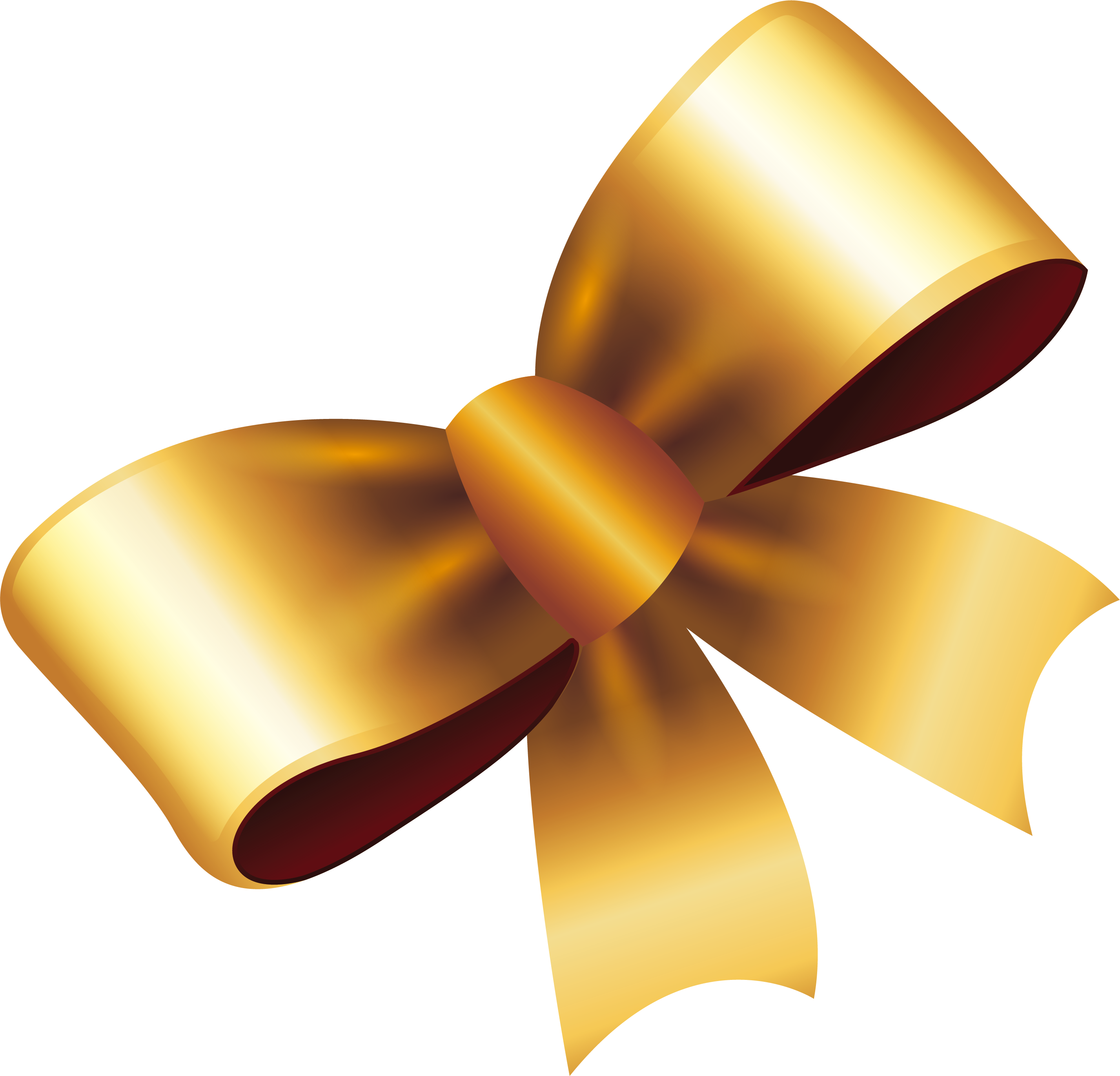 Ribbon Gold Gift - Golden Bow Ribbon Png (2855x2743)