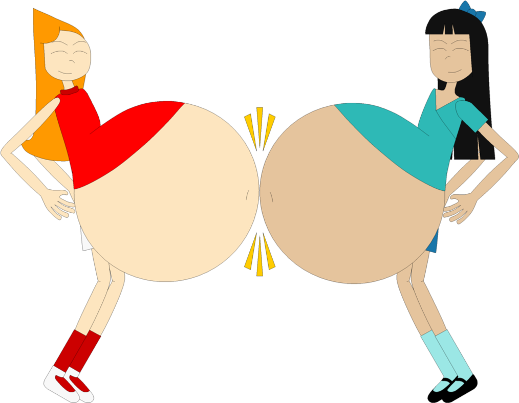 Candace And Stacy Belly Bump By Angry-signs - Phineas And Ferb Stacy Belly (1014x788)
