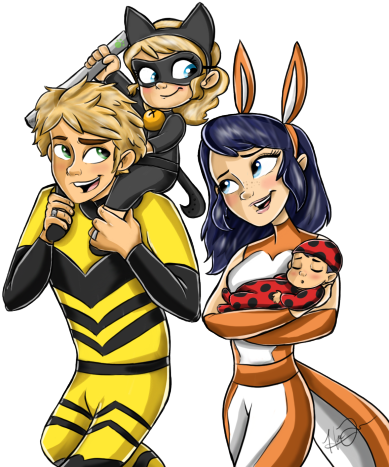 The Tales Of Ladybug And Chat Noir - Marinette And Chat Noir (400x532)