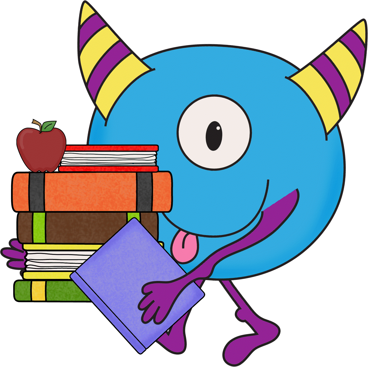 Image Result For Free Clipart Monster Reading - De Monster Go To School Book (1281x1275)
