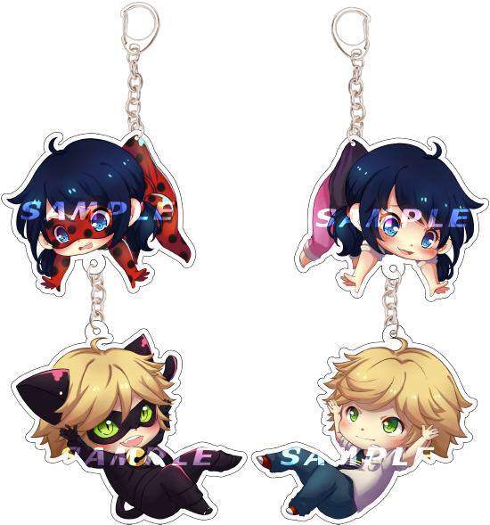 Ladybug And Chat Noir Keychains By Criis Chan - Ladybug And Chat Noir Keychain (600x650)