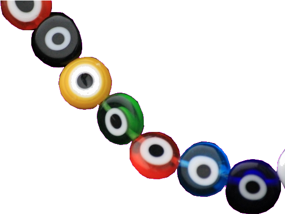 Necklace And Bracelet Set With Evil Eye Glass Beads - Circle (600x427)