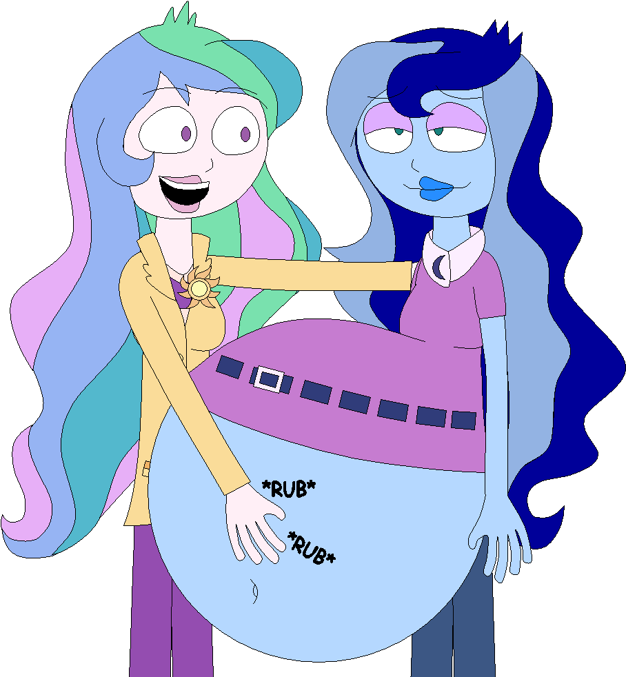 Celestia Rubs Luna's Belly By Angry-signs - Anger (917x983)