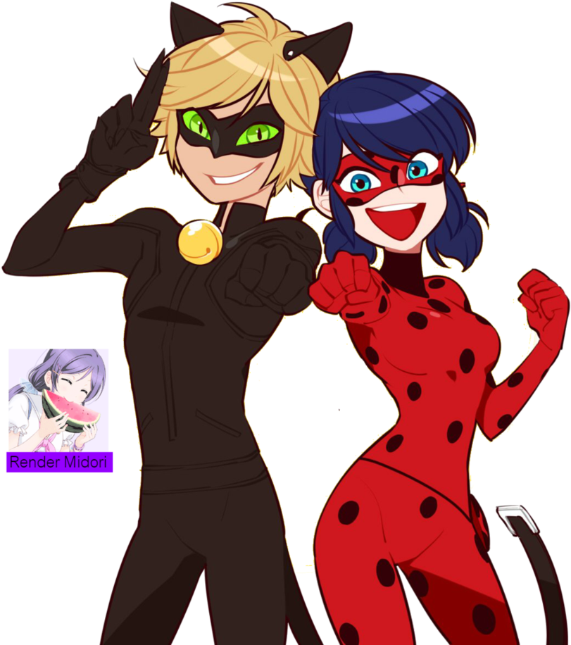 Render Ladybug And Chat Noir By Onoderakosaki02 On - Imagenes De Anime De Ladybug Y Catnoa (856x934)