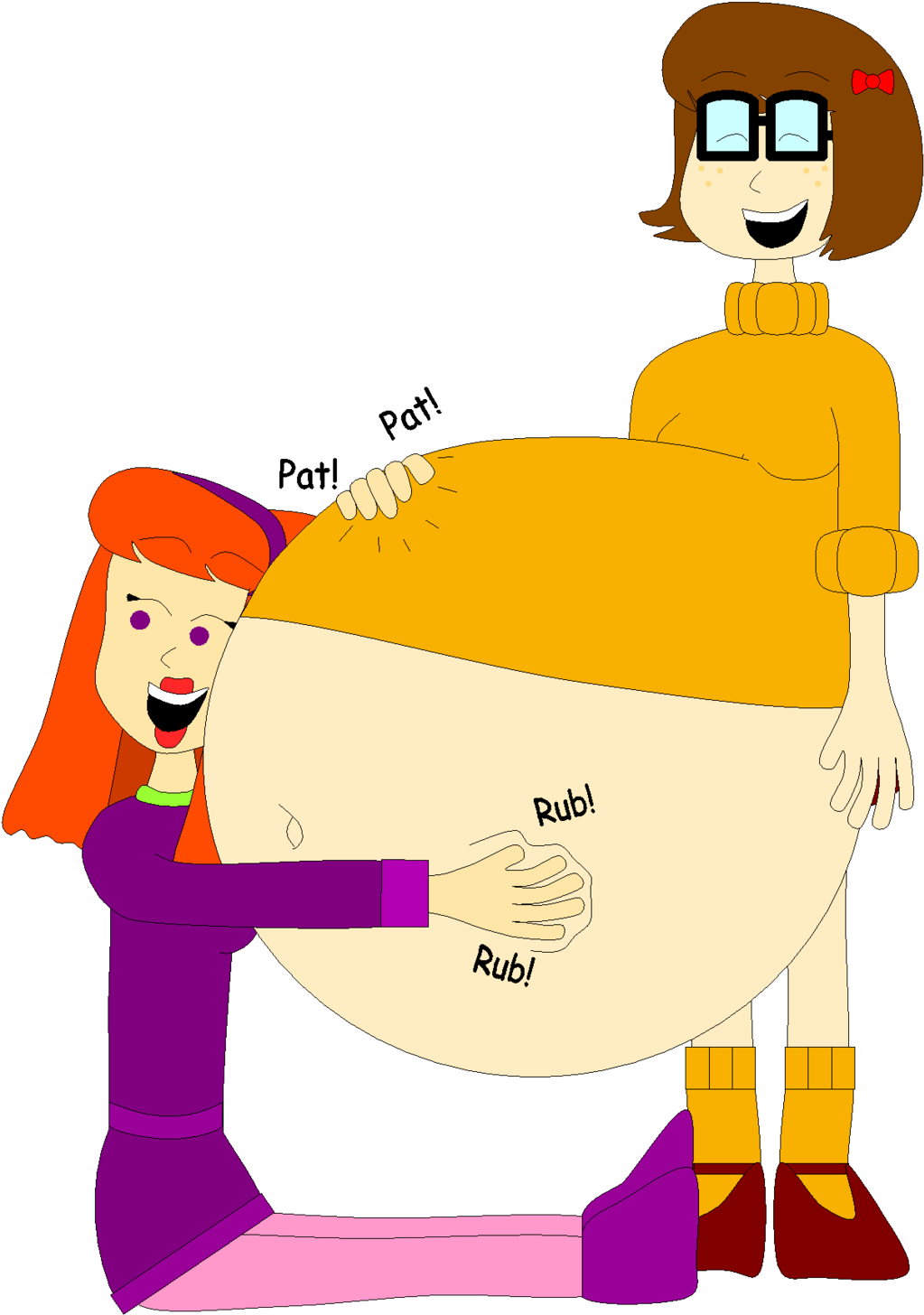 Daphne Rubs And Pats Velma's Belly By Angry-signs - Fat Velma Scooby Doo (1024x1462)