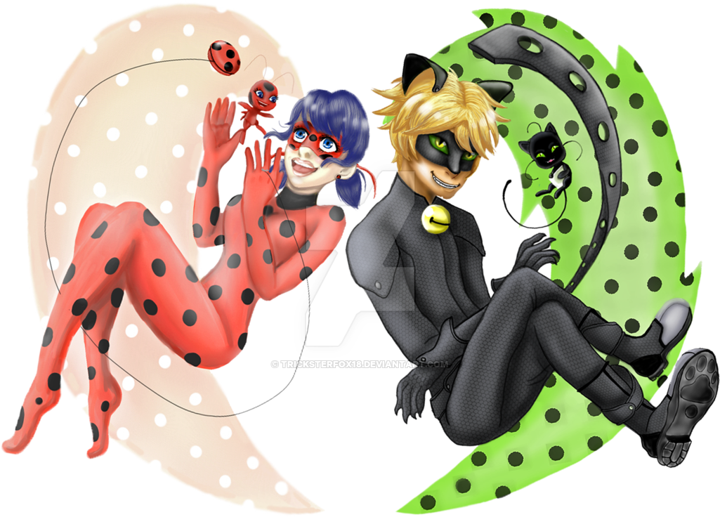 Cat Noir Amp Ladybug Miraculous Cat Noir Amp Ladybug - Spiral (1024x768)