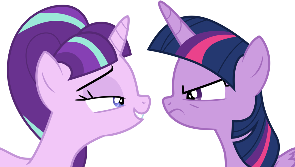 Starlight And Twilight Face Off By Cloudyglow - Starlight Glimmer And Twilight Sparkle Kiss (1024x580)