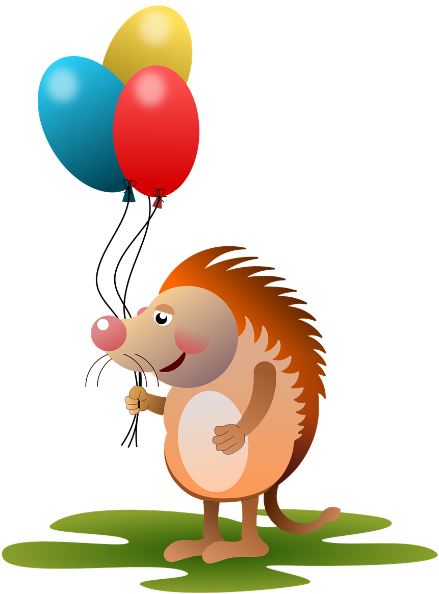 Hedgehog Animal Animals Balloons Png Image - Clip Art (1054x1280)