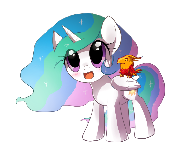Keterok, Cute, Cutelestia, Philomena, Princess Celestia, - My Little Pony Kawaii (750x600)