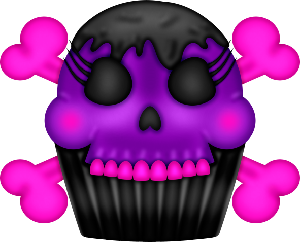 Cupcake Clipart Skull - Tattoo Art (591x477)