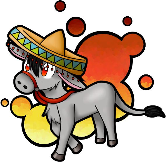 Sombrero Donkey By Mangoicecream735 - Donkey With A Sombrero (608x589)