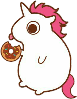Unicorn Donut Eat Tumblr Sticker - Unicorn Eating Donut (375x360)