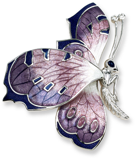 Sterling Silver Butterfly Brooch-purple - Sterling Silver And Diamond Purple Butterfly Brooch (350x350)