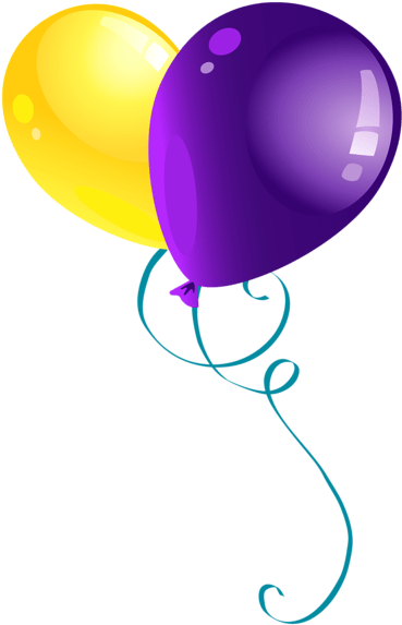 Purple Birthday Balloons Clipart 5 By Candice - Purple And Yellow Balloons (391x600)