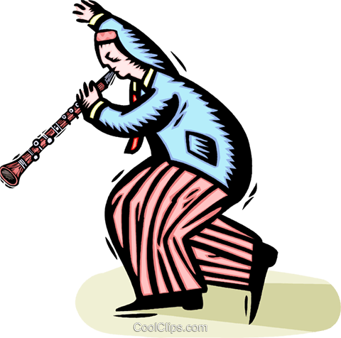 Clarinet Player Royalty Free Vector Clip Art Illustration - Clarinet Player Royalty Free Vector Clip Art Illustration (480x476)