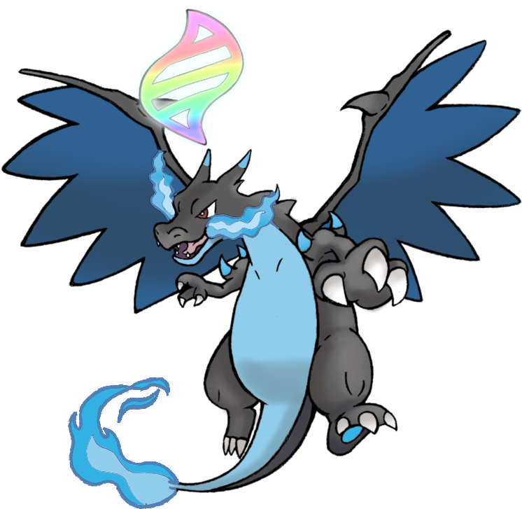 #006 Mega Charizard X W/ Mega Evolution Symbol By Realarpmbq - Charizard Final Evolution (802x782)