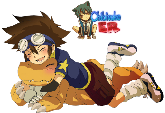 Render Taichi Y Agumon By Chibisukeer - Digimon Agumon X Tai (600x495)