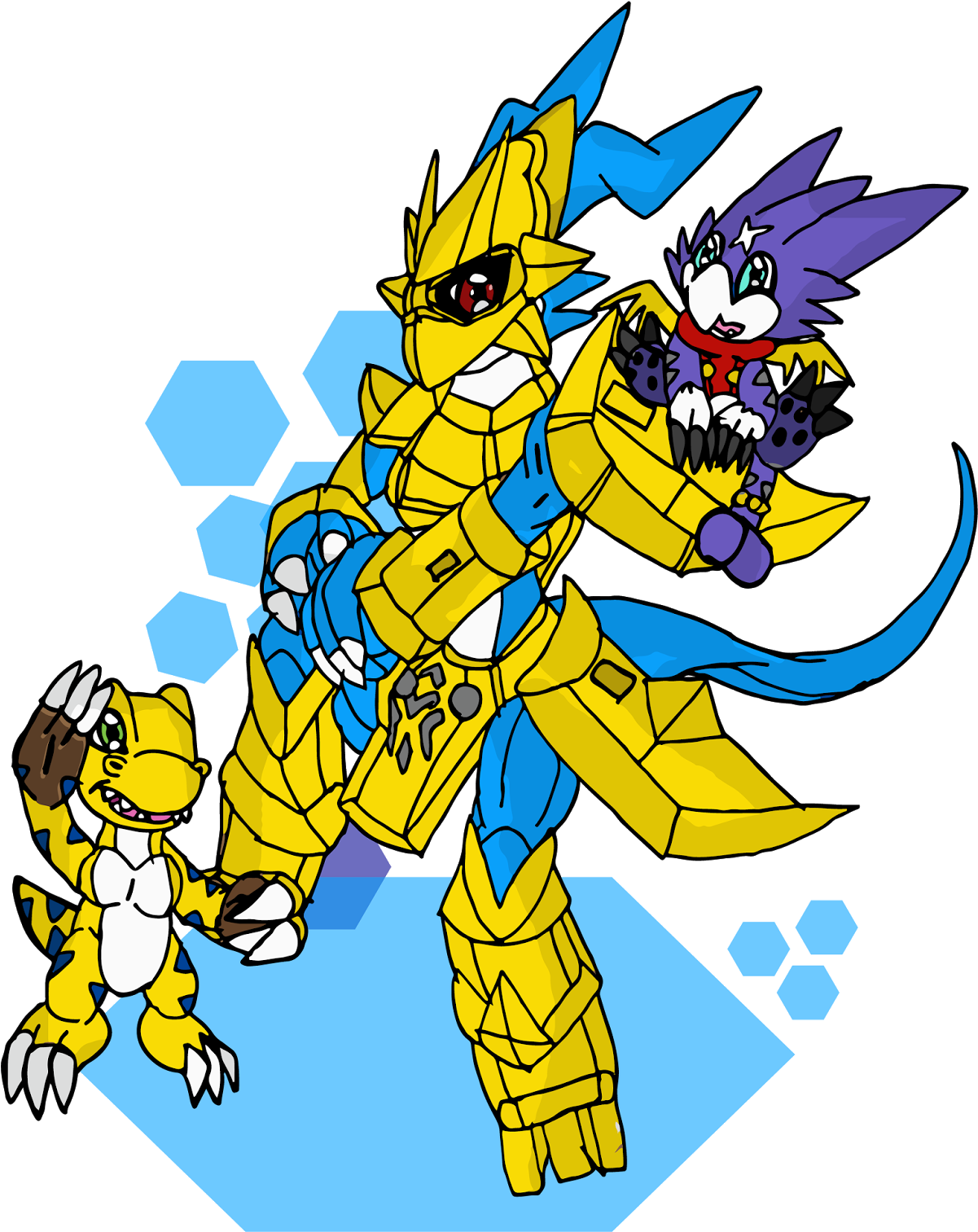 Magnamon, Gumdramon E Agumon-x - Cartoon (1270x1600)