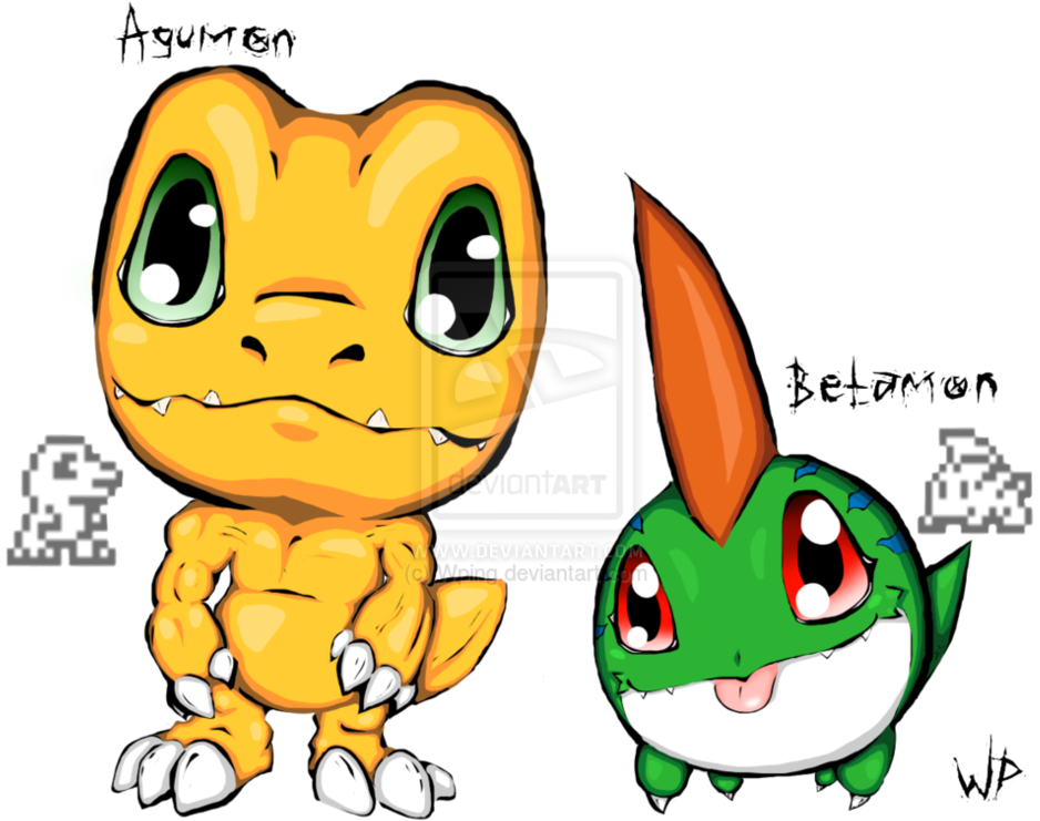 Agumon - Betamon Vs Agumon (1007x793)