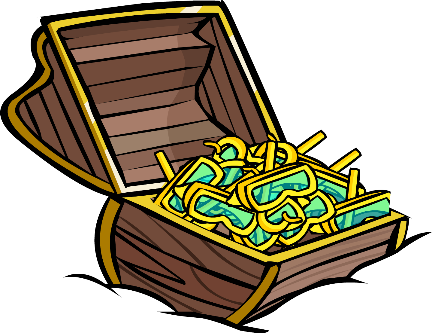 Yellow Snorkel Treasure Chest - Club Penguin Free Items (1439x1108)