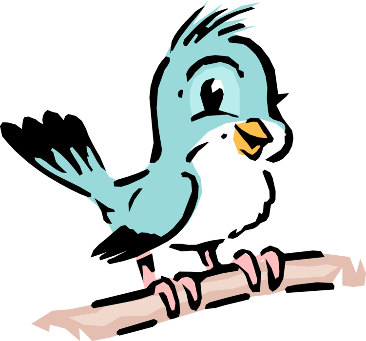 Vector Illustration Of Cartoon Bluebird Bird Sits On - Vogel Clipart (751x700)