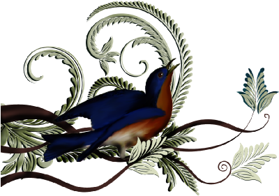 Birds And Butterflies Elle Blue Bird Artwork - Wedding Seating Chart Template (519x346)