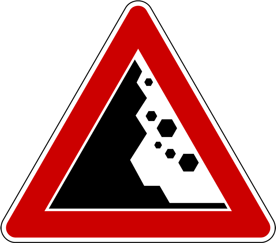 Warning Sign Png Caution Sign - Segnale Pericolo Caduta Massi (1000x888)