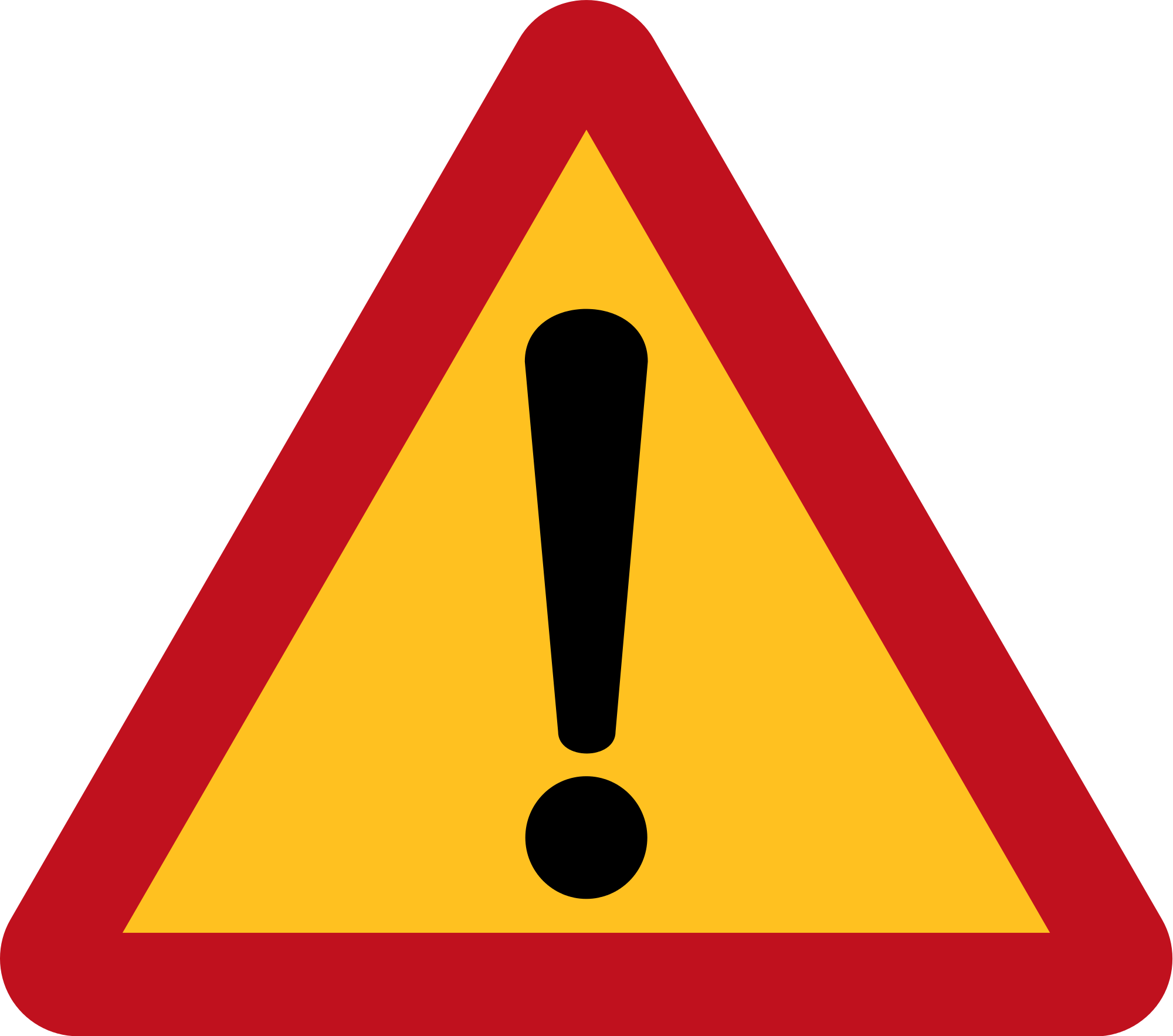 Warning01 - Danger Sign On Road (2000x1766)
