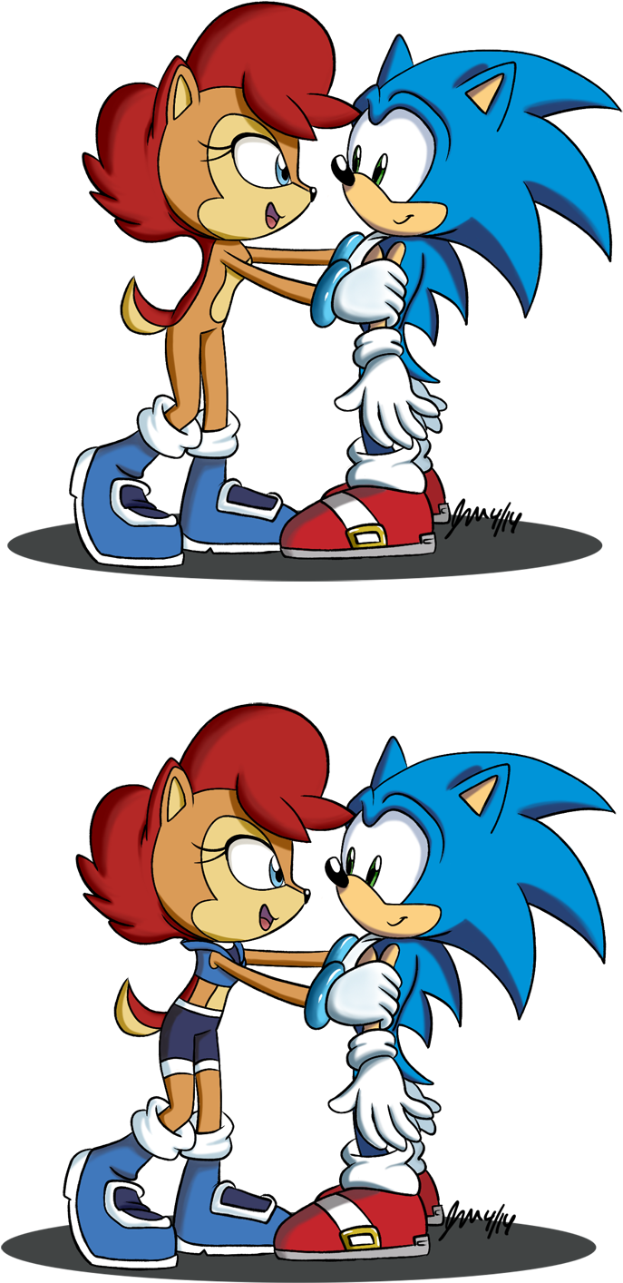 Sonic The Hedgehog Sonic & Sally Princess Sally Acorn - Sonic And Sally Kiss (734x1500)